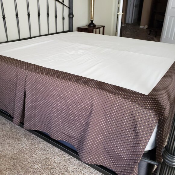 Custom Dark Brown King Bedskirt for Tall Bed, 18.5” Drop + Extra Fabric - Picture 1 of 6